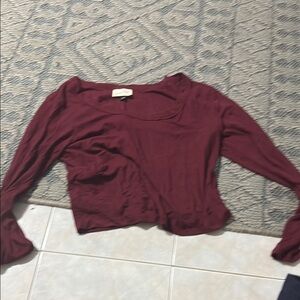 Universal Thread Red Asymmetrical Crop Blouse